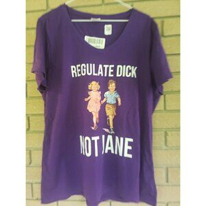 Regulate Dick, Not Jane Purple V-Neck Womens Political T-Shirt Funny XL